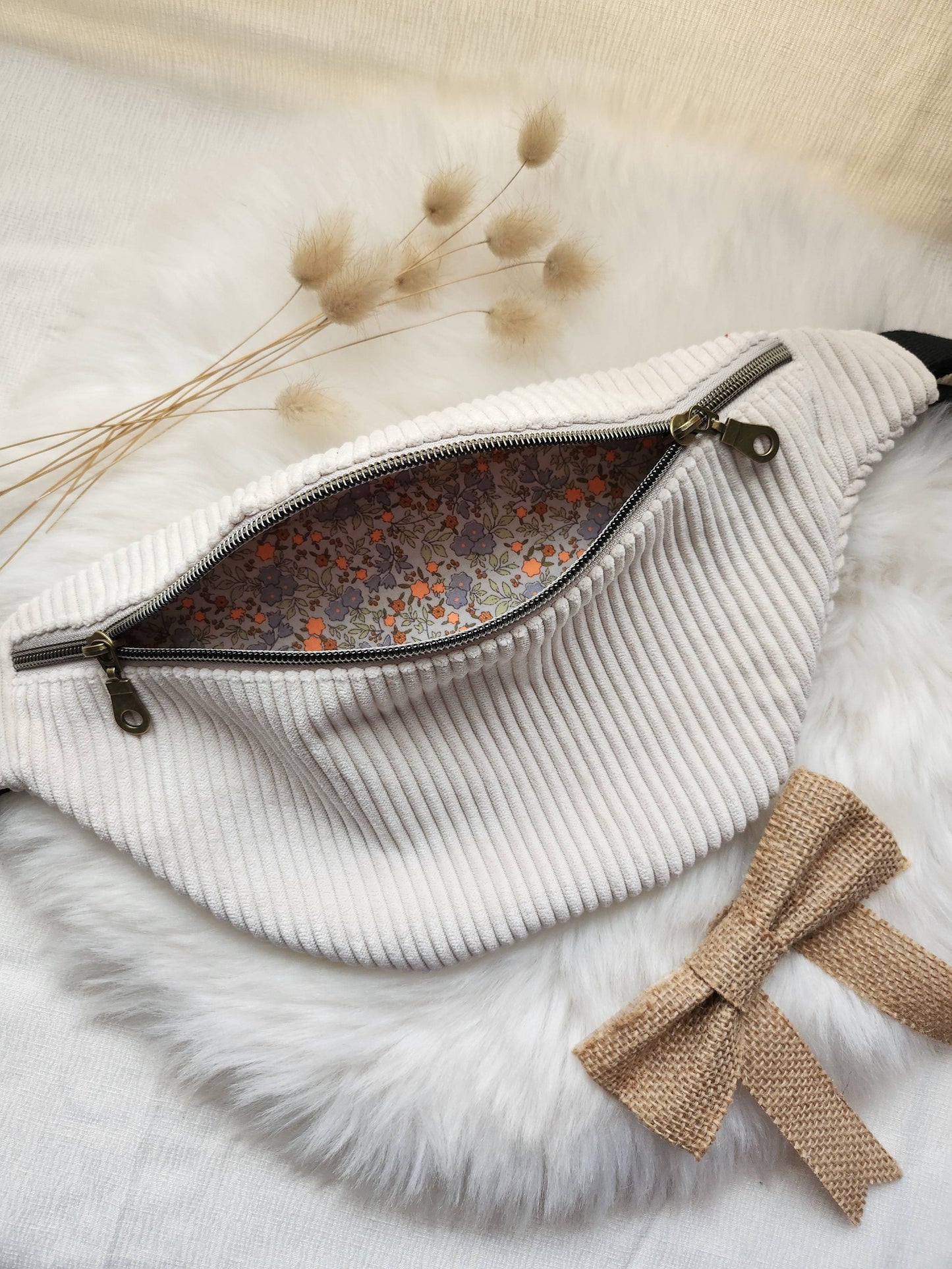 Sac Banane en Velours Côtelé Petit Modèle - Bisous Papillon