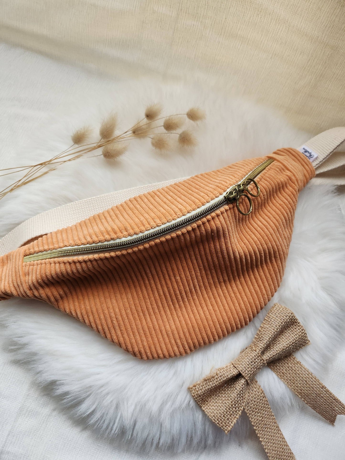 Sac Banane en Velours Côtelé Petit Modèle - Bisous Papillon