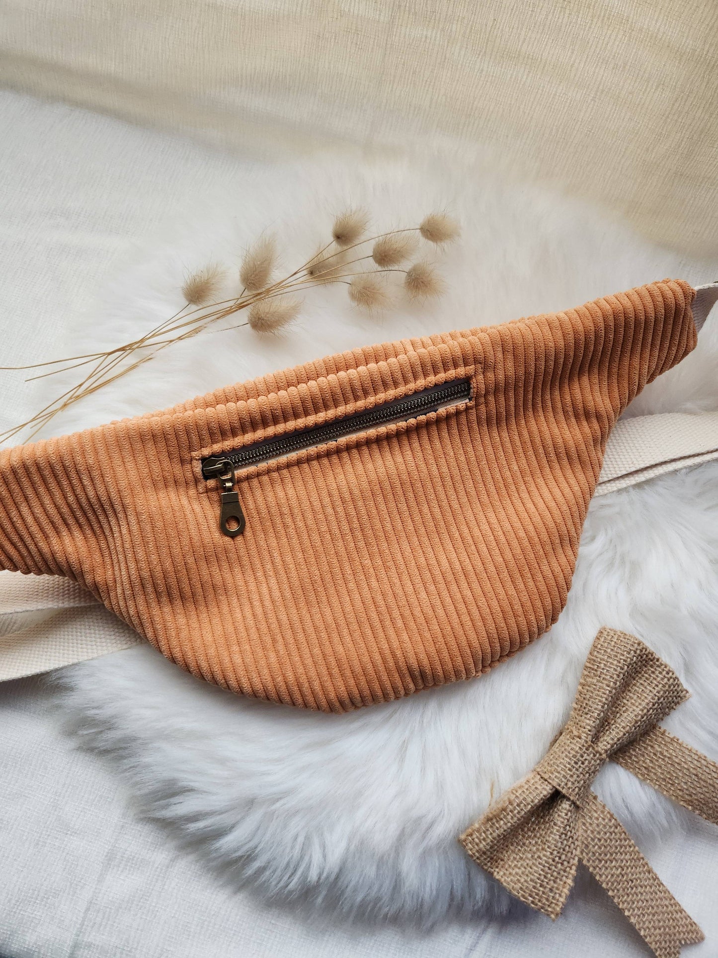 Sac Banane en Velours Côtelé Petit Modèle - Bisous Papillon