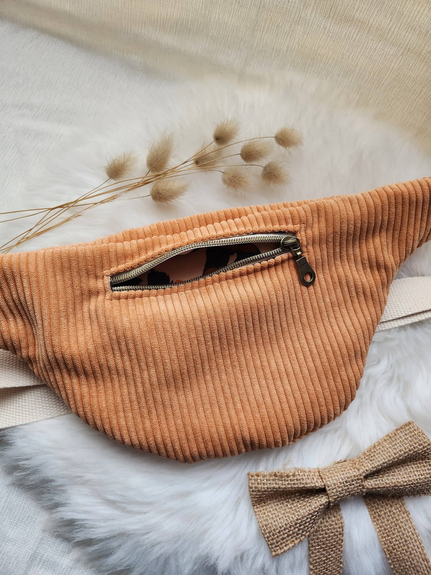 Sac Banane en Velours Côtelé Petit Modèle - Bisous Papillon