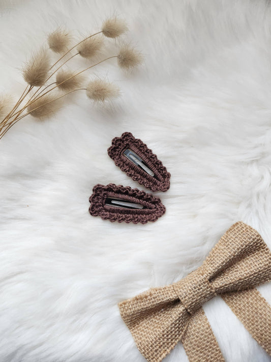 Barrette en crochet artisanale - Bisous Papillon