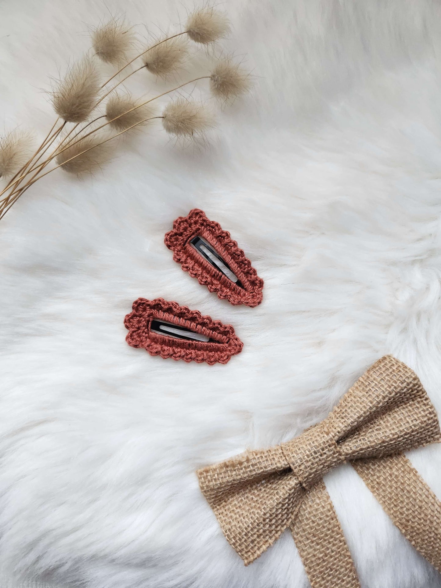 Barrette en crochet artisanale - Bisous Papillon