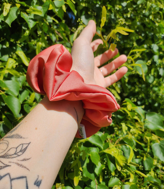 Chouchou orange terracotta en satin