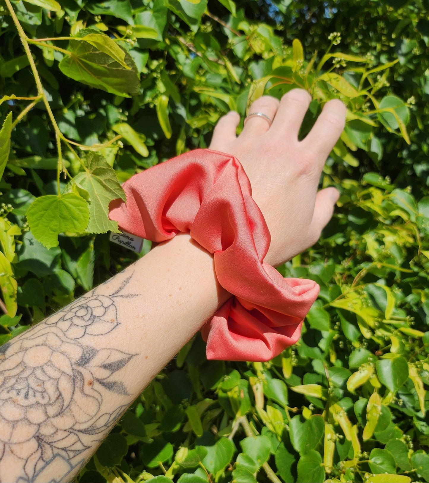 Chouchou orange terracotta en satin