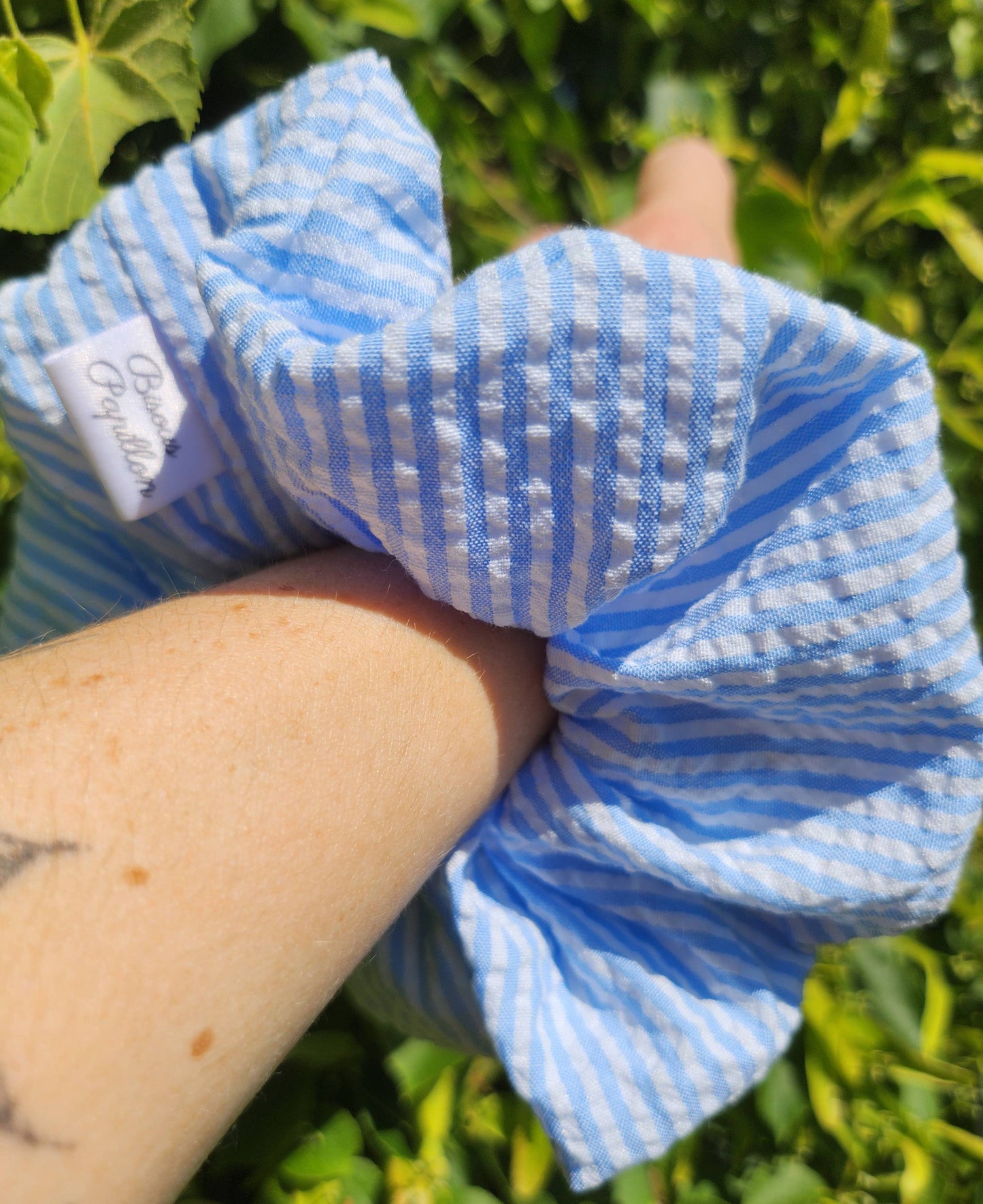 Chouchou rayé en coton - Jaune, Bleu ou Corail