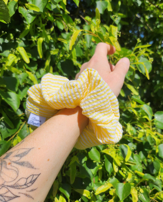 Chouchou rayé en coton - Jaune, Bleu ou Corail