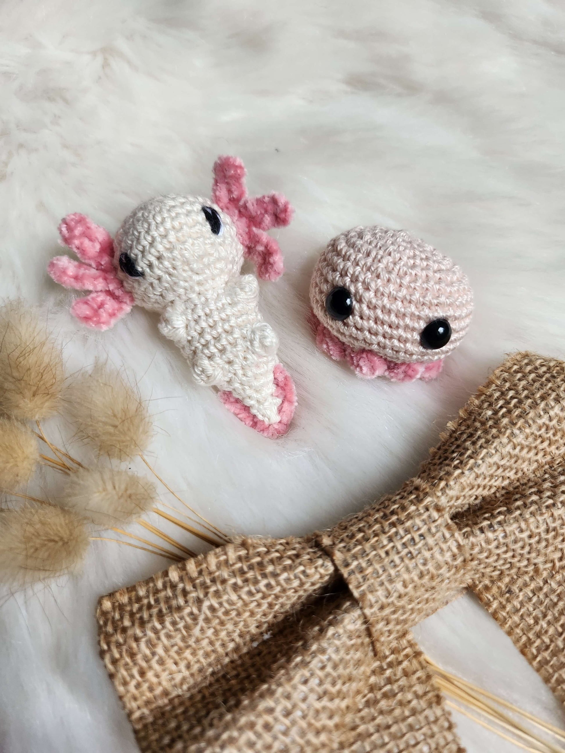 Mini Créations au Crochet – Crabe, Poulpe & Axolotl 🦀🐙💖 Bisous Papillon