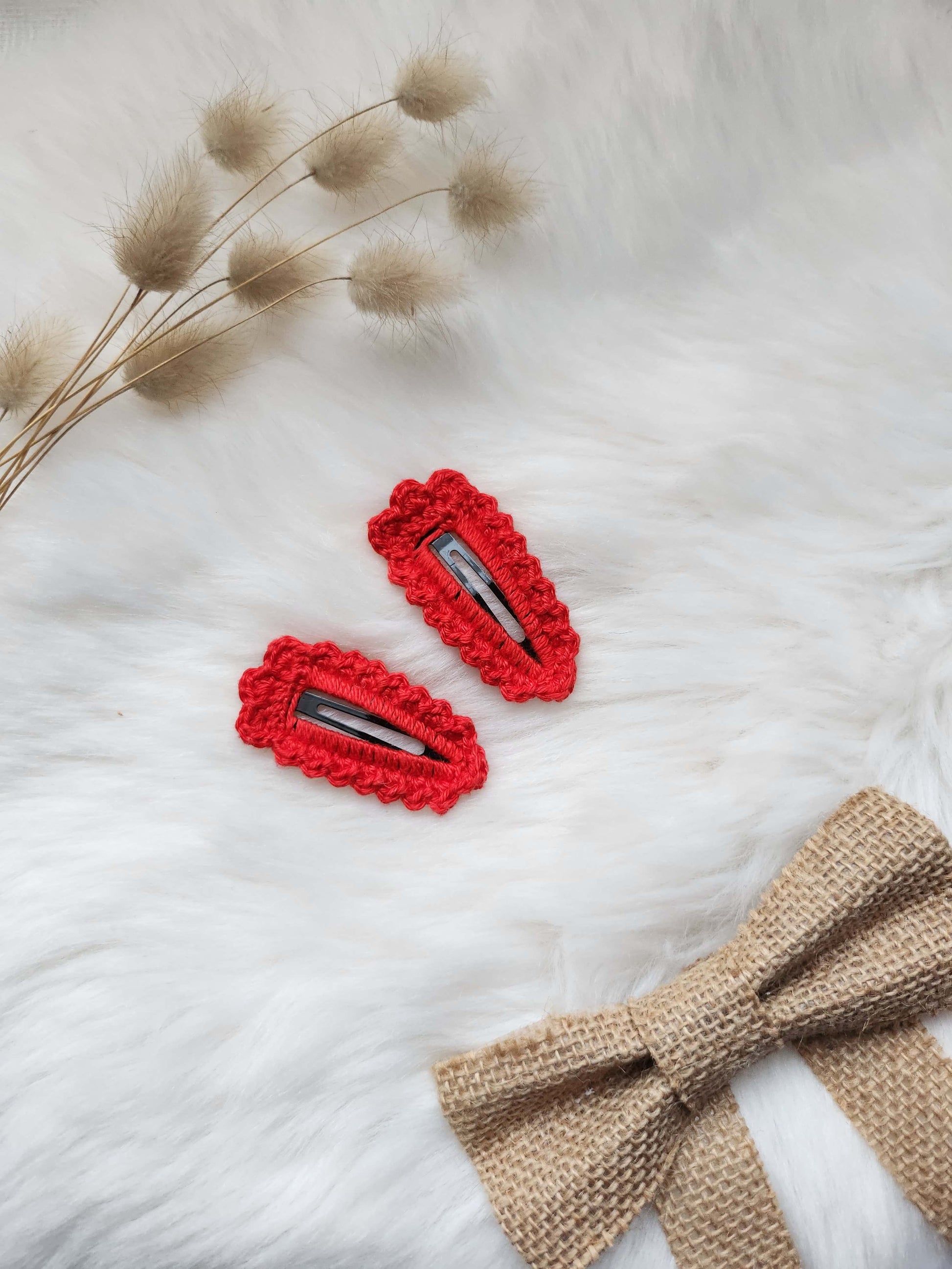 Barrette en crochet artisanale - Bisous Papillon