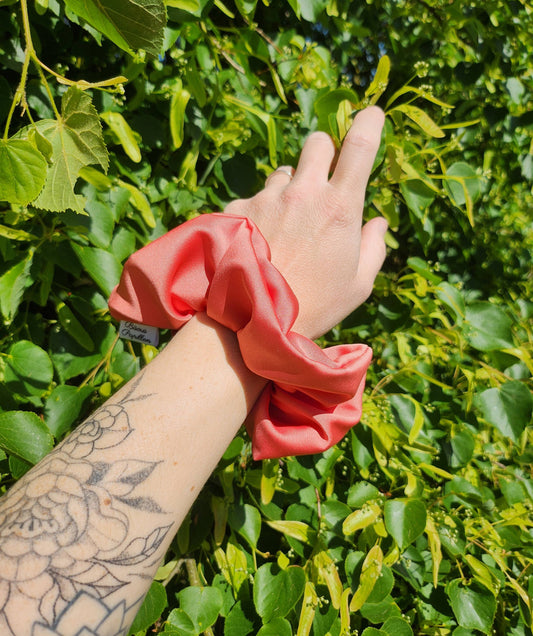 Chouchou orange terracotta en satin