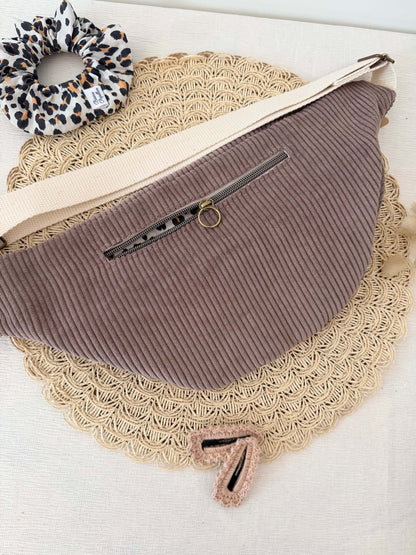 Sac Banane en Velours Côtelé Grand Modèle Bisous Papillon