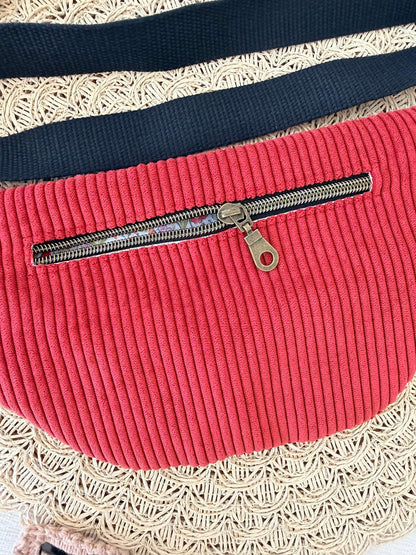 Sac Banane en Velours Côtelé Petit Modèle Bisous Papillon